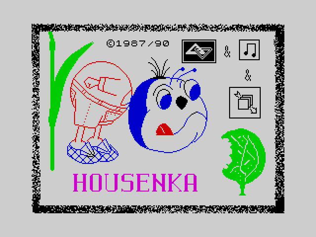 Titulní obrazovka hry Housenka.  Text: (c) 1987/90